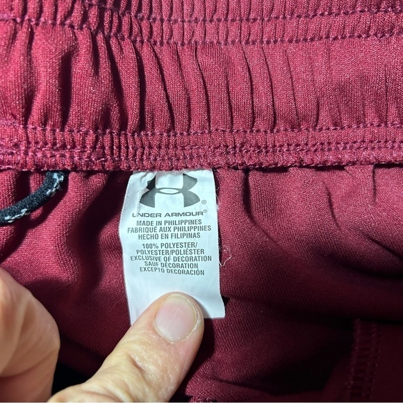UNDER ARMOUR Burgandy Team Warm-Up Athletic Campus Gym Track PANTS Womens Large - Picture 3 of 5